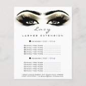 Makeup Artist Beauty Lashes Gold Price List White Flyer (Achterkant)