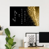 Makeup Artist Beauty Lashes Golden Confetti Black Poster (Thuiskantoor)