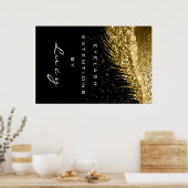 Makeup Artist Beauty Lashes Golden Confetti Black Poster (Keuken)