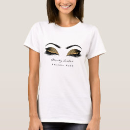 Makeup Artist Beauty Lashes Studio Gold Glitter T-shirt