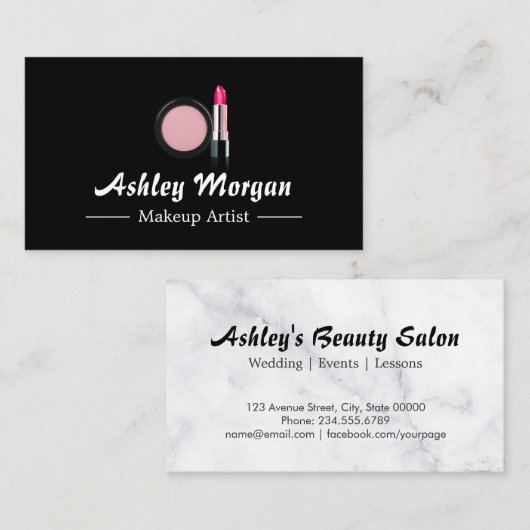 Makeup Artist Beauty Lipstick Blush Powder Logo Visitekaartje (Voorkant / Achterkant)