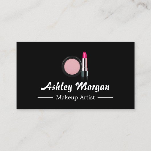 Makeup Artist Beauty Lipstick Blush Powder Logo Visitekaartje (Voorkant)