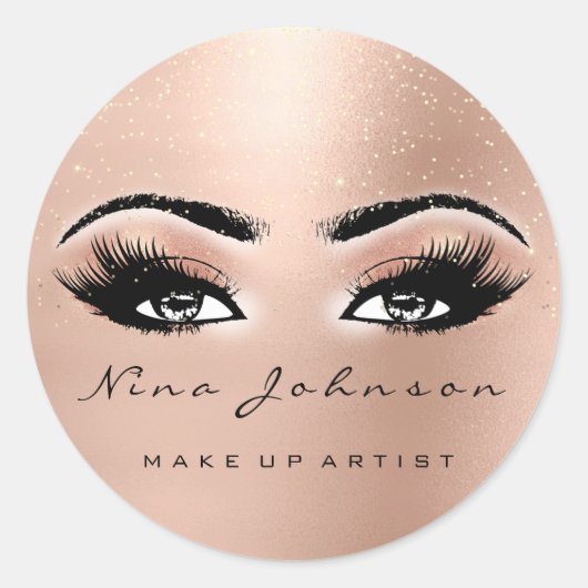 Makeup Artist Beauty Peach Spark Eye Glitter Lash Ronde Sticker (Voorkant)