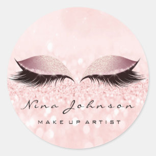 Makeup Artist Beauty Roos Roze oog Glitter Lashes Ronde Sticker