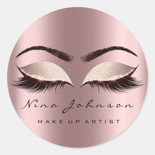 Makeup Artist Beauty Roos Spark Eye Glitter Lash Ronde Sticker (Voorkant)