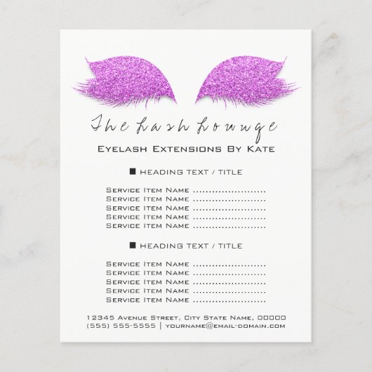 Makeup Artist Beauty Salon Black White Flyer roze (Voorkant)
