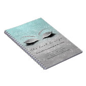 Makeup Artist Beauty Salon Blue Aqua Silver Grey Notitieboek (Rechterzijde)