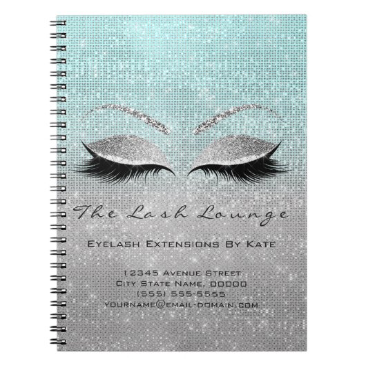 Makeup Artist Beauty Salon Blue Aqua Silver Grey Notitieboek (Voorkant)