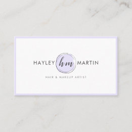Makeup Artist Beauty Salon Elegant Modern Lavender Visitekaartje