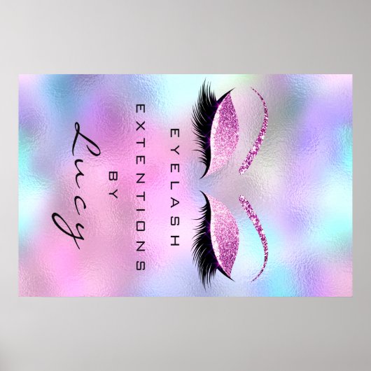 Makeup Artist Beauty Salon Eyebrow Pink Glitter Poster (Voorkant)