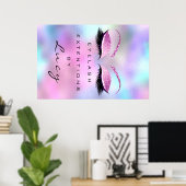 Makeup Artist Beauty Salon Eyebrow Pink Glitter Poster (Thuiskantoor)