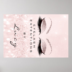 Makeup Artist Beauty Salon Eyebrow Pink Glitter Poster