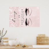 Makeup Artist Beauty Salon Eyebrow Pink Glitter Poster (Keuken)