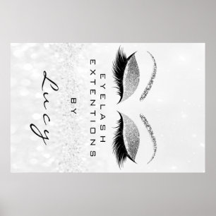 Makeup Artist Beauty Salon Eyebrow Silver Glitter Poster