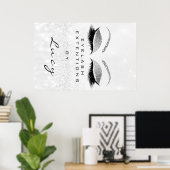 Makeup Artist Beauty Salon Eyebrow Silver Glitter Poster (Thuiskantoor)