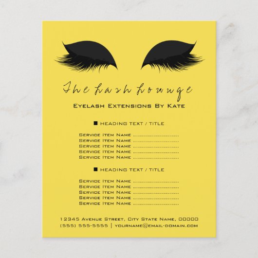 Makeup Artist Beauty Salon Flyer Black Yellow (Voorkant)