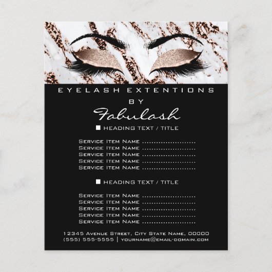Makeup Artist Beauty Salon Flyer Marble Copper (Voorkant)