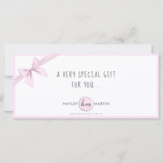 Makeup Artist Beauty Salon Gift Certificate Kaart (Voorkant)