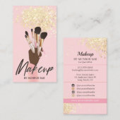 Makeup Artist Beauty Salon Glam Pink Gold glitter Visitekaartje (Voorkant / Achterkant)