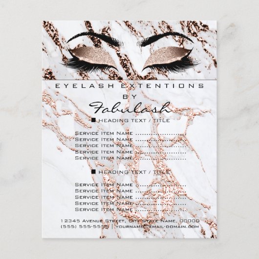 Makeup Artist Beauty Salon Glitter Flyer Marble (Voorkant)