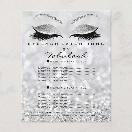 Makeup Artist Beauty Salon Glitter Flyer Silver1 (Voorkant)