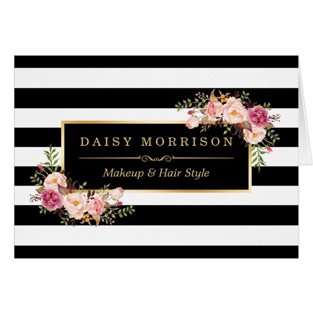 Makeup Artist Beauty Salon Gold  Floral (Voorkant Horizontaal)