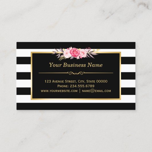 Makeup Artist Beauty Salon Gold Floral Visitekaartje (Achterkant)