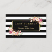 Makeup Artist Beauty Salon Gold Floral Visitekaartje (Voorkant)