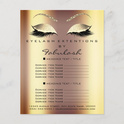 Makeup Artist Beauty Salon Gold Glitter Flyer Faux (Voorkant)