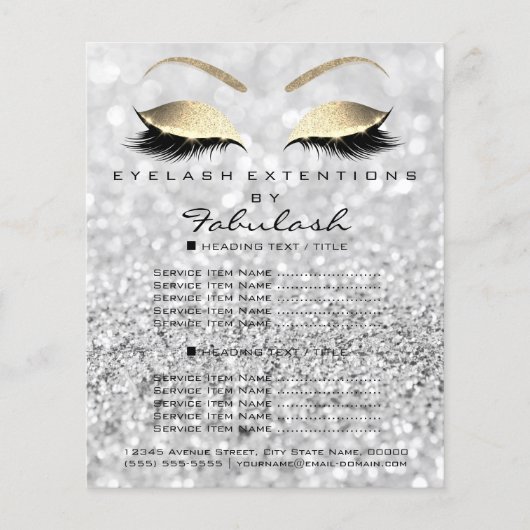 Makeup Artist Beauty Salon Gold Glitter Flyer Grey (Voorkant)