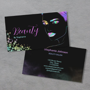 Makeup Artist Beauty Salon Holographic Glitter Visitekaartje