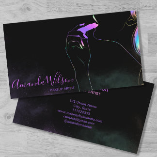 Makeup Artist Beauty Salon Holographic Glitter Visitekaartje