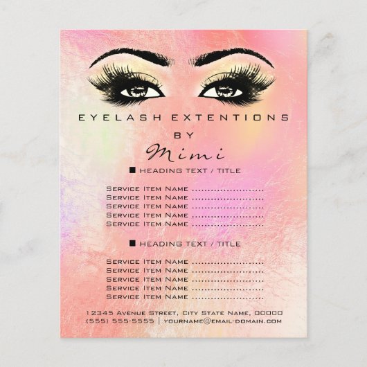 Makeup Artist Beauty Salon Lash Flyer Pastel Ombre (Voorkant)