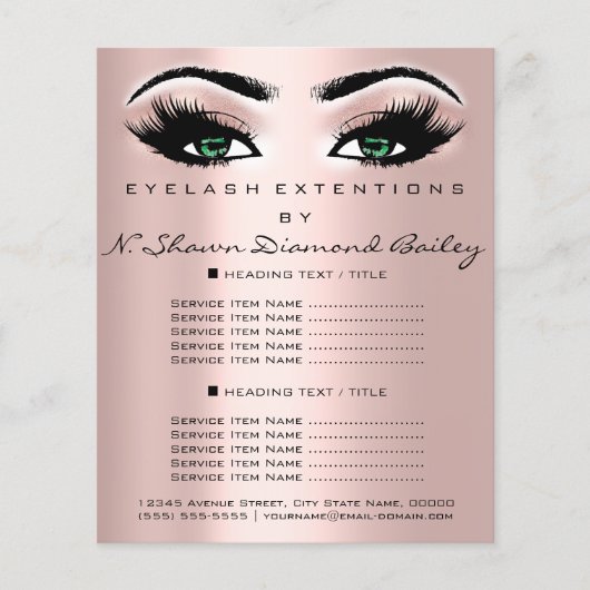 Makeup Artist Beauty Salon Lash Roos Green Eyes Flyer (Voorkant)