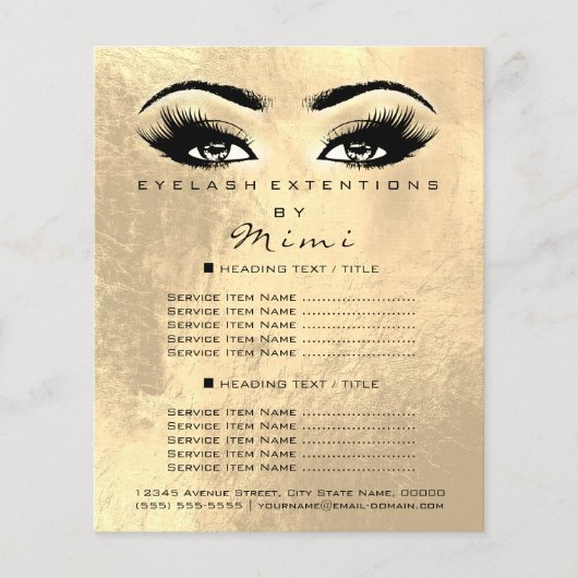 Makeup Artist Beauty Salon Lashes Brown Flyer Gold (Voorkant)