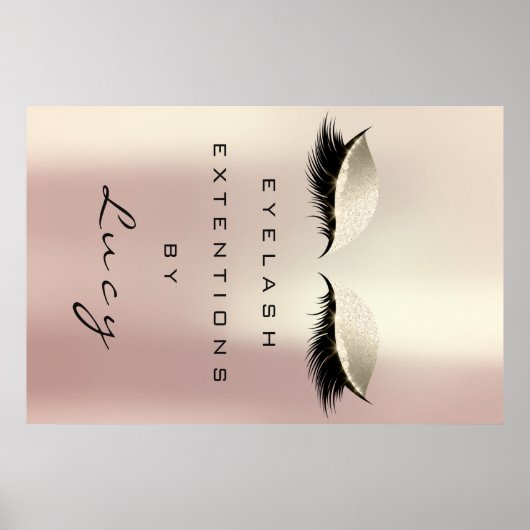 Makeup Artist Beauty Salon Lashes Eyes Roos Gold Poster (Voorkant)