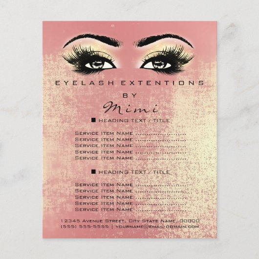 Makeup Artist Beauty Salon Lashes Flyer Peach Gold (Voorkant)