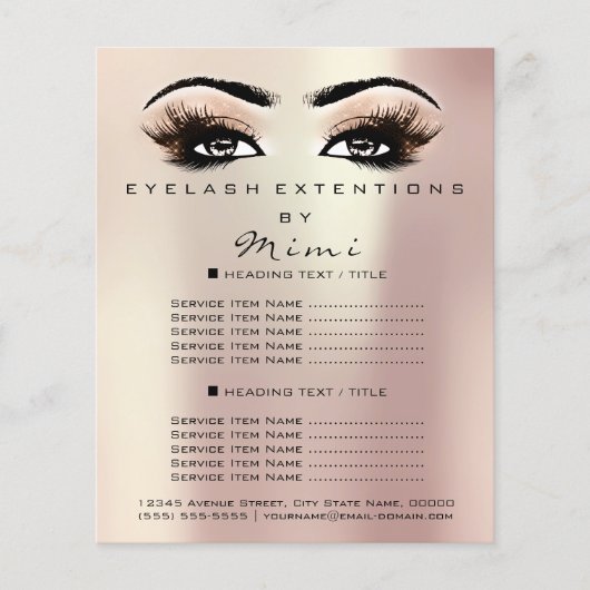 Makeup Artist Beauty Salon Lashes Flyer Roos Blush (Voorkant)