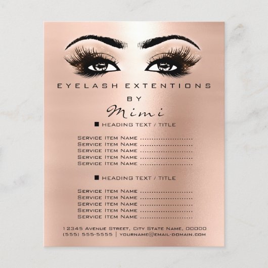 Makeup Artist Beauty Salon Lashes Flyer Roos Gold (Voorkant)