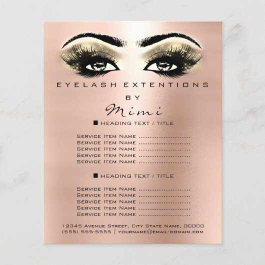 Makeup Artist Beauty Salon Lashes Flyer Roos Gold (Voorkant)