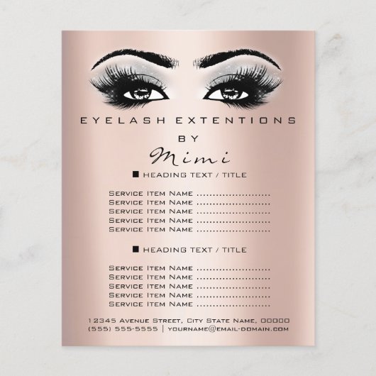 Makeup Artist Beauty Salon Lashes Flyer Roos Grey (Voorkant)