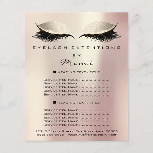 Makeup Artist Beauty Salon Lashes Flyer Roos Ivory (Voorkant)
