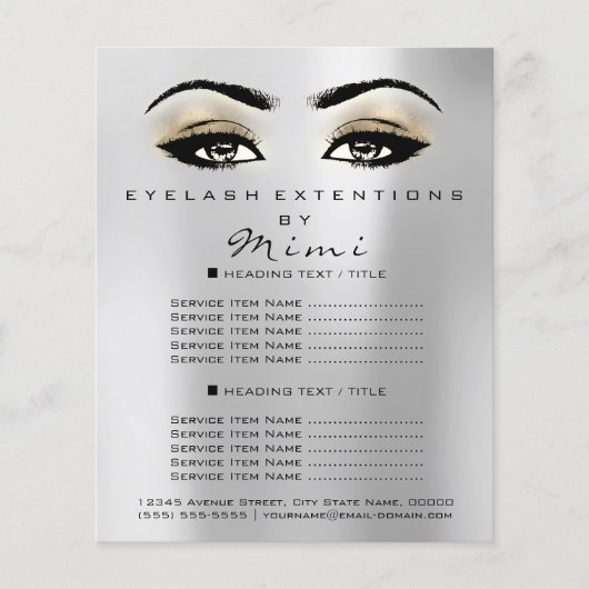 Makeup Artist Beauty Salon Lashes Flyer Silver Lux (Voorkant)