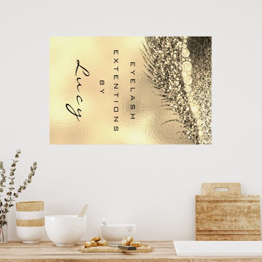 Makeup Artist Beauty Salon Lashes Gold Glam Poster (Keuken)
