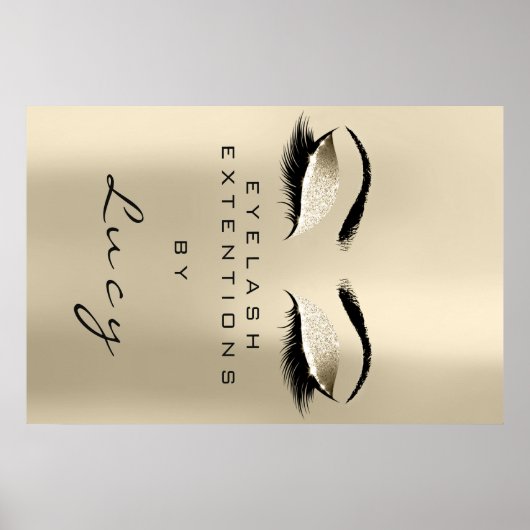 Makeup Artist Beauty Salon Lashes Ivory Glitter Poster (Voorkant)