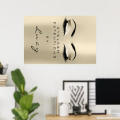 Makeup Artist Beauty Salon Lashes Ivory Glitter Poster (Thuiskantoor)