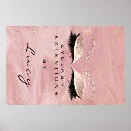 Makeup Artist Beauty Salon Lashes Roze Glitter Poster