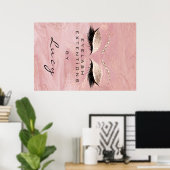 Makeup Artist Beauty Salon Lashes Roze Glitter Poster (Thuiskantoor)