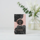 Makeup Artist Beauty Salon Roos Gold Black Floral Visitekaartje (Staand voorkant)