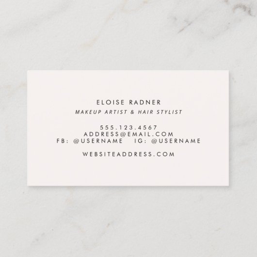 Makeup Artist Beauty Salon Silver Sequin Visitekaartje (Achterkant)